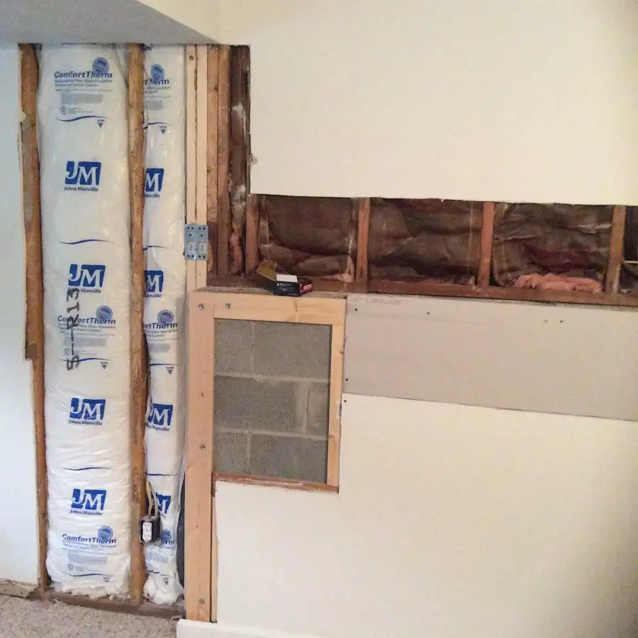 Wall insulation replacement during Basement Flood Cleanup in Kearney